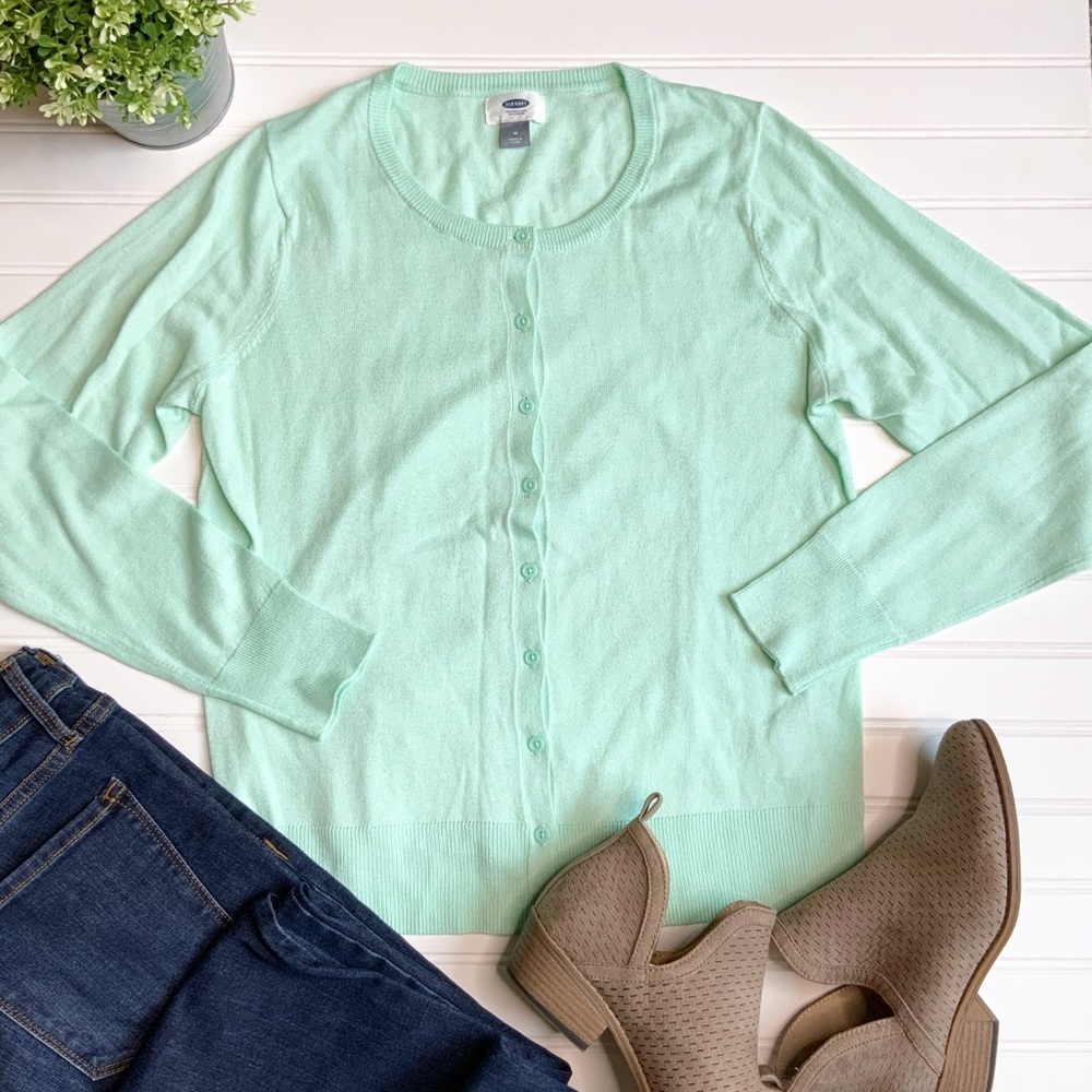 OLD NAVY Teal long Sleeve Button Up Sweater